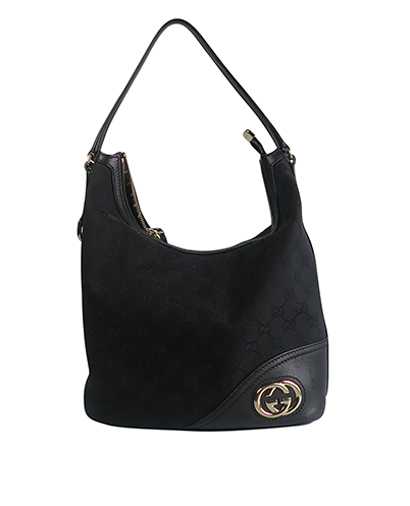 Gucci Britt Hobo, &pound;160, Handbags, Black, Canvas/Leather, Front view